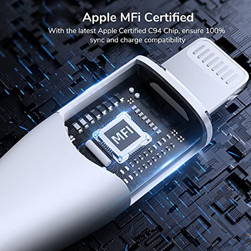 MFi Certifié, Charge Ultra Rapide, PD Câble Type C, Nylon Résistant Câble Chargeur iPhone 12 Pro Max/11/XS Max/XR/X/8/8P iPad Pro/Mini 5/Air 3 -Noir Syncwire Câble USB C vers Lightning 2M- 