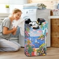 thumbnail image 5 of Yayeee Freestanding Laundry Hamper with Handle Collapsible Large Storage Basket for Clothes, Pink Floral Window, 5 of 7