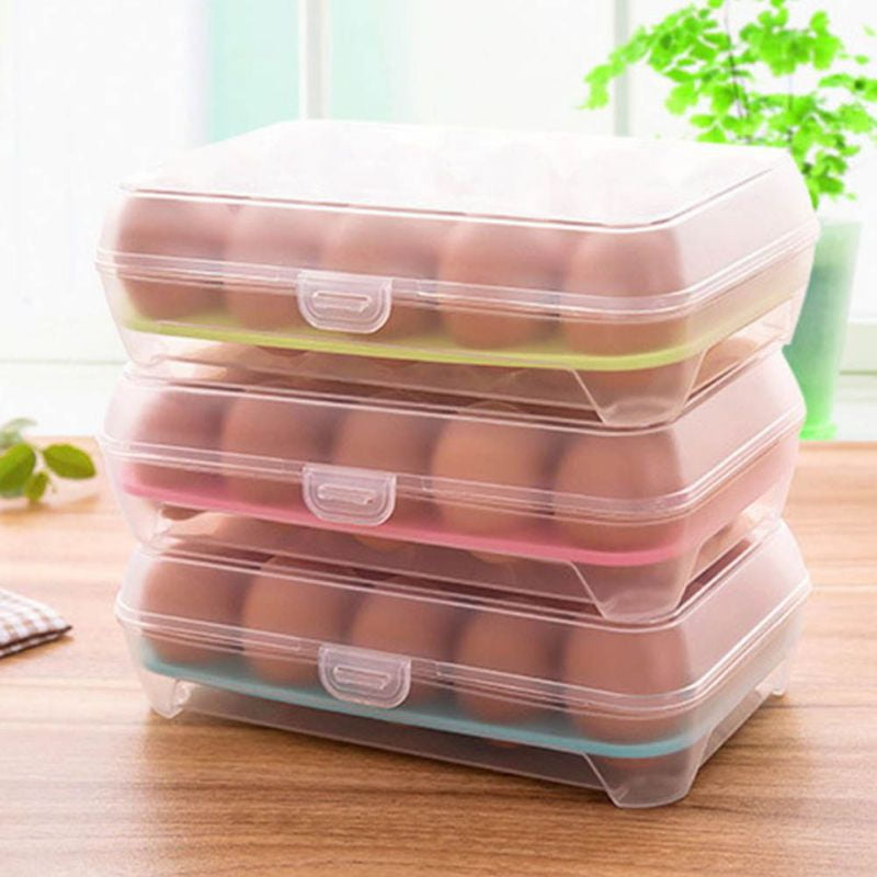15 Eggs Holder Food Storage Bin Box Hamper Portable Egg Container Carrier 
