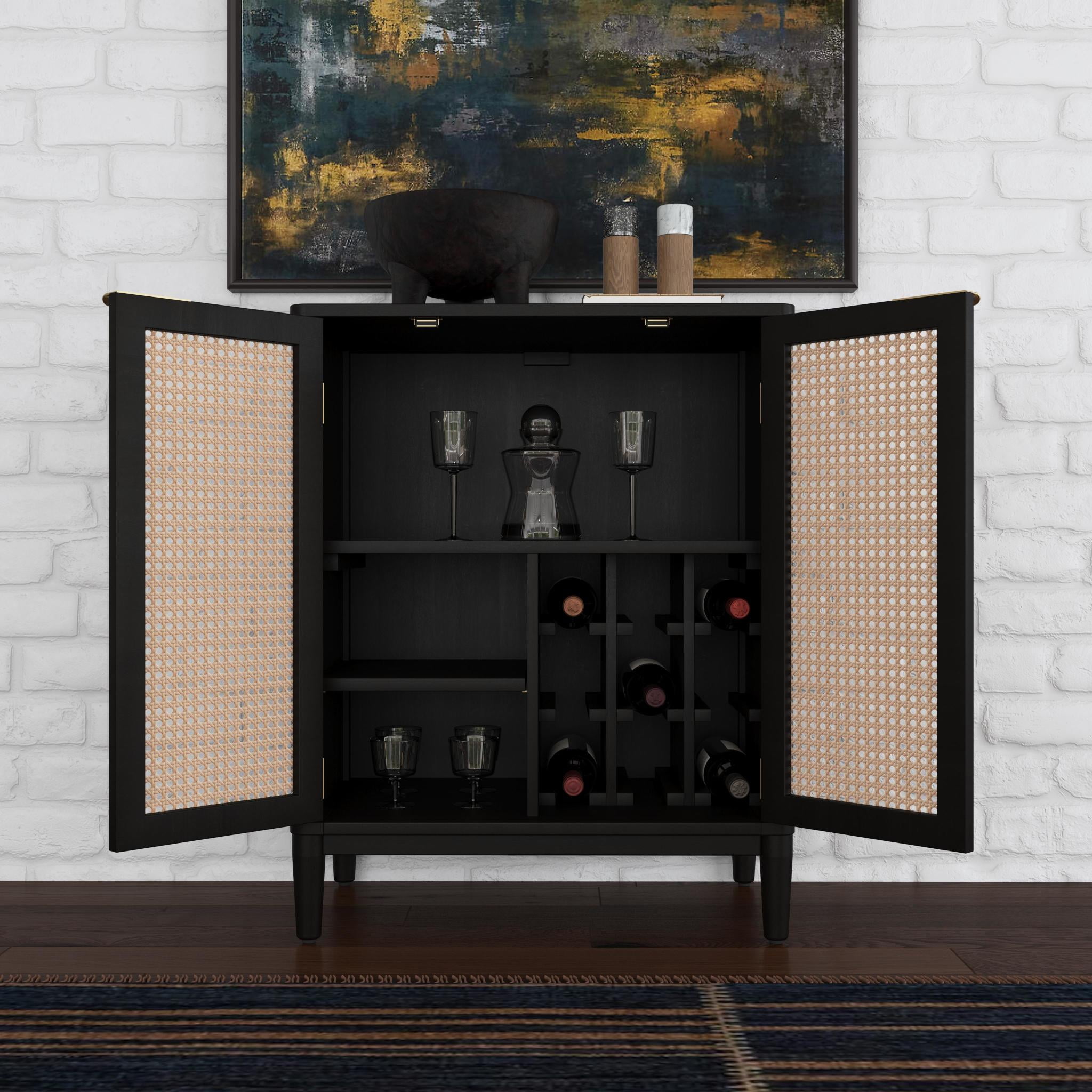 Black cane 2024 bar cabinet