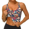 thumbnail image 3 of KLL colorful Skull rose for Workout Tank Tops for Women,U Back Fitness Top Built in Shelf Bras Padded Fit for Yoga Gym-Medium, 3 of 8