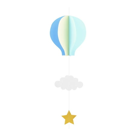 

NICEXMAS Paper Pendant Hot Air Balloon Cloud Shape Pendant Hanging Ornaments for Party Birthday Wedding (Hot Air Balloon Light Blue + Sky-blue + Beige)