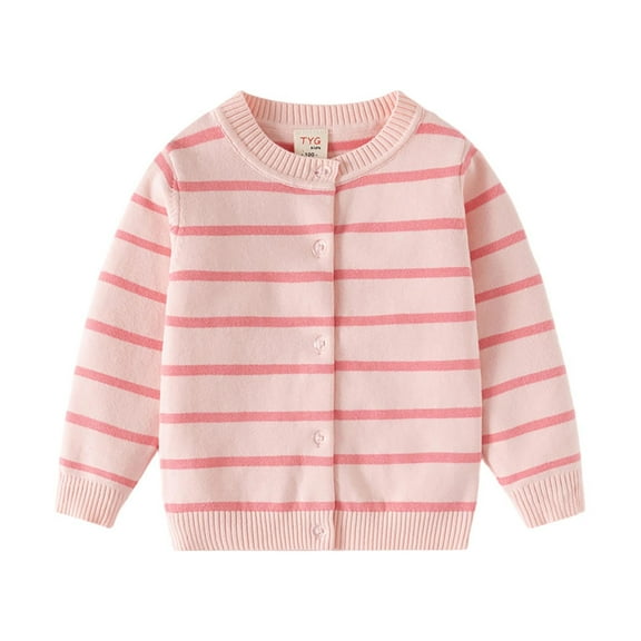 SELONE Sweater Jacket Boys Knitting Cotton Button Striped Long Sleeve Fall Winter Outfit Pink 1 Years