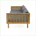 thumbnail image 6 of Outdoor 3-Seater Daybed with Rattan Arms & Dark Gray Cushions | Acacia Wood | Dark Gray, 6 of 13