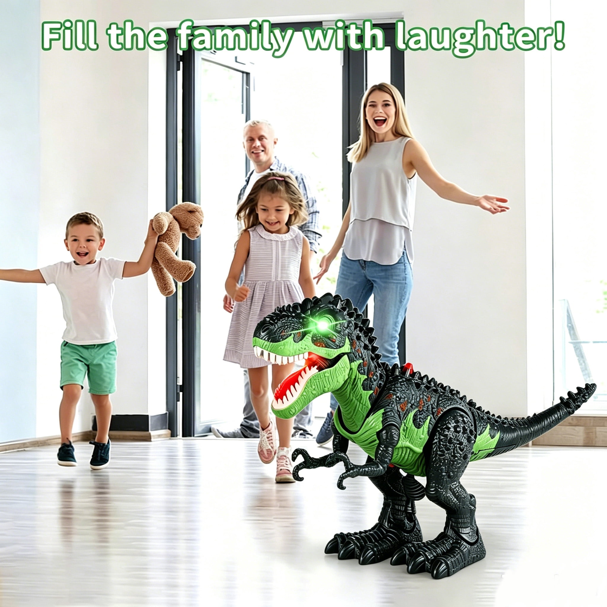 Lvelia Remote Control Dinosaur Toys for Kids, Electronic RC Dinosaur T-Rex Robot with LED Light & Flame Spaying & Roar,Realistic Walking Toys Birthday Gifts for Boys Girls 3 Years+