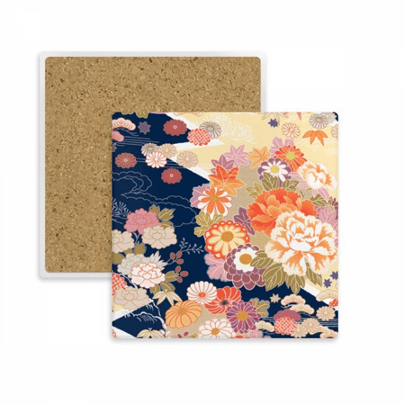

Peony Maple Pattern Japan Square Coaster Cup Mat Mug Subplate Holder Insulation Stone