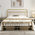thumbnail image 3 of Topeakmart Metal Platform Bed Frame with Headboard and Footboard, Full Size, Antique Gold, 3 of 10