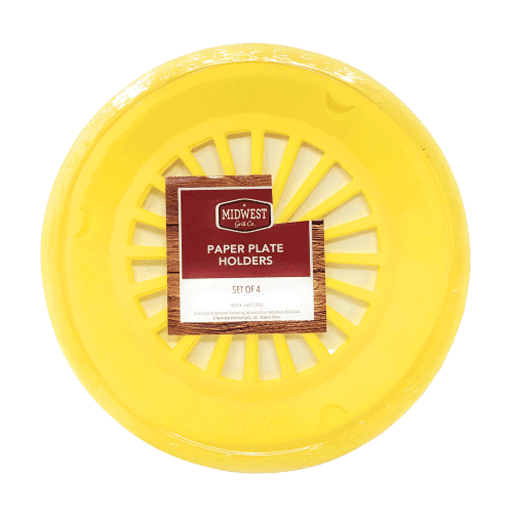 Midwest Grill Co Plastic Paper Plate Holders, Set of 4 (Yellow)