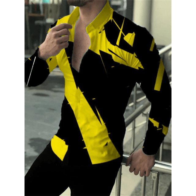 Camisa de hombre delgada con solapa y botones en morado, rojo, azul y verde, diseño de diseñador HD, suave, cómoda, informal, para fiestas al aire libre, para hombre