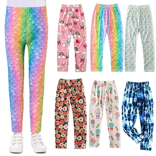 YTDSCS Leggings Imprimés pour Filles, Enfants de 3 à 10 Ans, Collants à Fleurs, Pantalons de Sport