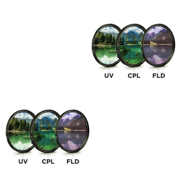 Sidaley Juego de filtros de lente CPL FLD de luz púrpura de 3 uds con cámara de bolsa 49MM 52MM 55MM 58MM 62MM 67MM 72MM 77MM reemplazo de Protector de Type1 NO1