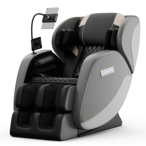 Xspracer Gray Zero Gravity Full-Body Massage Chair with Heating, Airbags, Foot Roller, Bluetooth & Ambient Lighting, Ideal Gift for Relaxation & Wellness