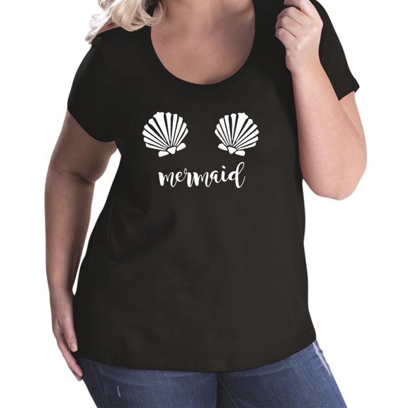 Mermaid with shells Womens Plus Size Scoopneck T