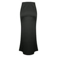 thumbnail image 6 of Plus Size Dresses for Curvy Women Viikei Flowy Skirt with Elastic Waist,Womens Fashion Solid Color A Character Satin Fabric Invisible Zipper Half Length Skirt Black XL, 6 of 7