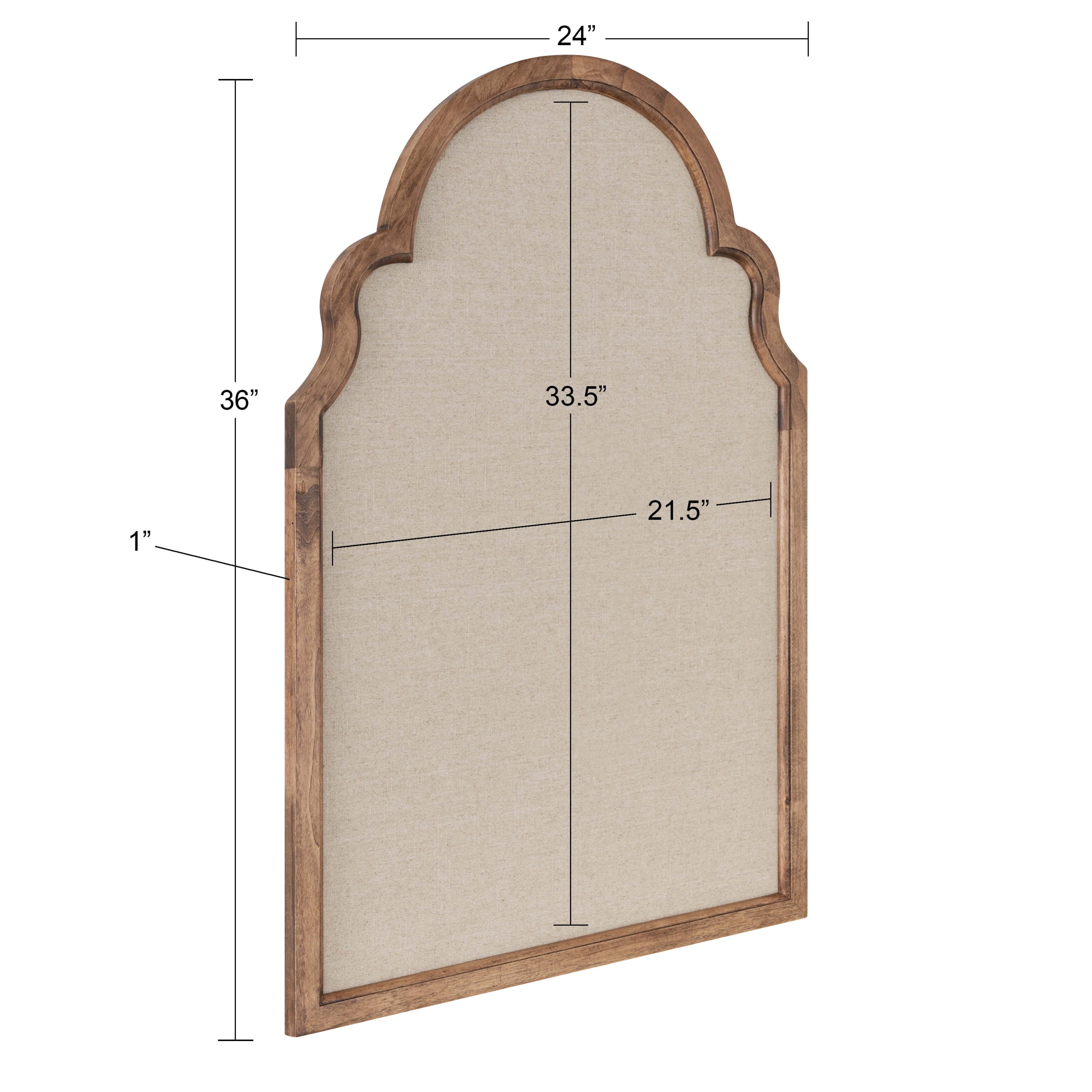 Kate and Laurel Hogan Farmhouse Arch Fabric Pinboard, 24 x 36, Natural Rustic, Wall Bulletin Board