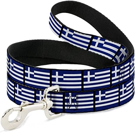 Buckle-Down Dog Leash Greece Flags Available in Different Lengths and Widths for Small Medium Large Dogs and Cats