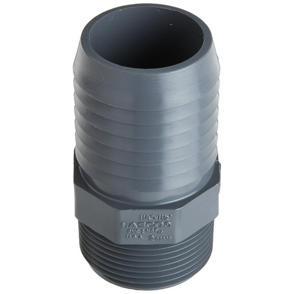PVC Reducing Male Adapter, Insert x MNPT, 1 1/2 in x 1 1/4 in Pipe Size