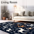 thumbnail image 2 of ODIKA 6'x9' Machine Washable Non-Slip Area Rug, Winter Wonderland Deer Forest with Falling Snow High Traffic Rug, Navy, 741777, 2 of 7