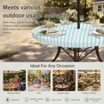 thumbnail image 6 of Round Outdoor Tablecloth with Umbrella Hole and Zipper, Thin Aqua Striped Tablecloth with Elastic Waterproof, Farmhouse Modern Stripes Patio Table Covers for 31" - 35" Picnic Pool Tables, 6 of 9