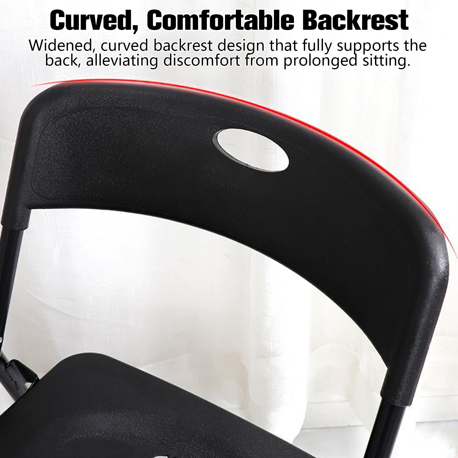 Harigal Black Plastic Folding Chairs, Heavy Duty, 6-Pack, Reinforced Metal Frame, 330 lbs Capacity, Indoor & Outdoor Use