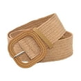 thumbnail image 1 of Retro Style Wide Straw Woven Waist Belt Elastic Waistband Birthday Women , apricot, 1 of 7