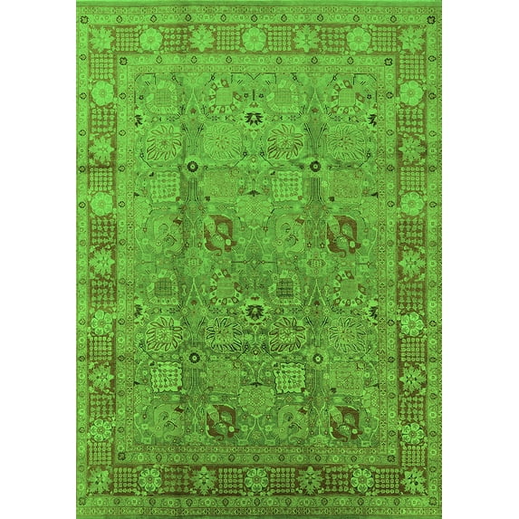 Ahgly Company Indoor Rectangle Oriental Green Industrial Area Rugs, 2' x 3'