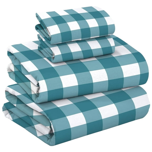 RUVANTI 100% Cotton Flannel Sheets Queen 4 Pcs Cabin Plaid