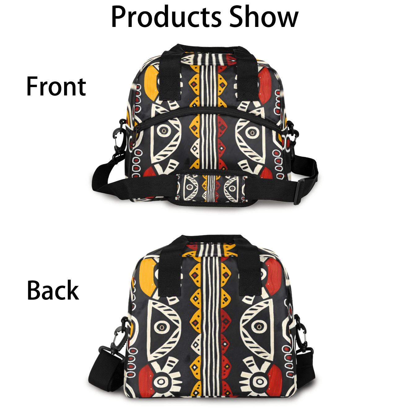 Herdesigns Bohemian Geometric Stripes Insulated Lunch Bag for Women Men Adults Large Reusable Lunch Box Leakproof Portable Cooler Tote Bags with Adjustable Shoulder Strap