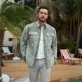 thumbnail image 2 of Fexilor Men's Button Down Long Sleeve Shirt Casual Vacation Style with Pearl Snap-on, 2 of 6