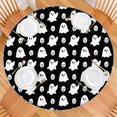 thumbnail image 2 of Happy Halloween Round Tablecloth with Elastic Edge Wrinkle Resistant Washable Pumpkin Spooky Tablecolths Table Cloths for Party Picnic Dinner Decor (44in), 2 of 7