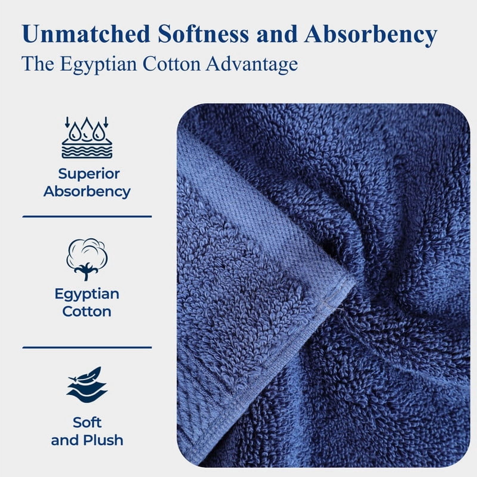 Superior Egyptian Cotton Heavyweight Face Towel Set of 6, Navy Blue