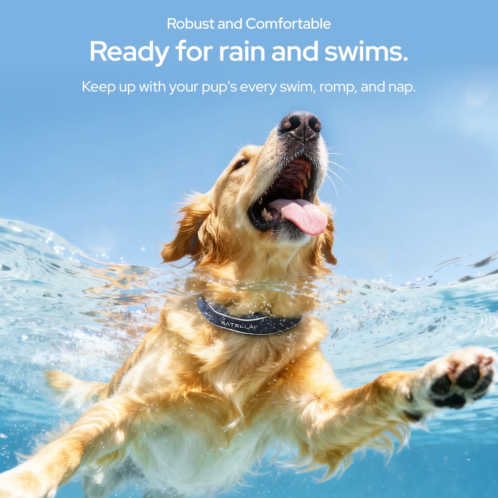 SATELLAI Wireless Dog Fence & GPS Dog Collar with AI Health Insights, Two-Way Audio, Precise Tracking, 3-Day Battery Life, IP68 Waterproof, Blue