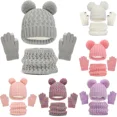 thumbnail image 2 of Gorro de punto de invierno para bebé, conjunto de 3 piezas, bufanda cálida, guantes, bufandas para el cuello, gorro para niño y niña, traje de guantes para niño, 2 of 6