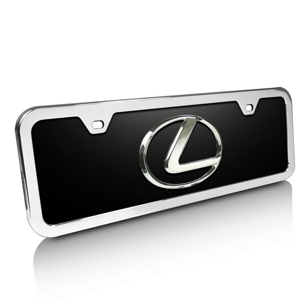 Lexus Black Acrylic Halfsize License Plate with Chrome Frame Kit