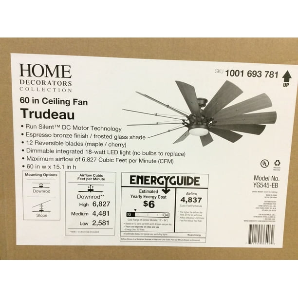 Home Decorators Collection Trudeau 60 In Led Indoor Espresso Bronze Ceiling Fan With Light Kit And Remote Control New Open Box Com - Home Decorators Collection Trudeau Home Decorators Collection Trudeau 60 In Led Indoor Espresso Bronze Ceiling Fan With Light Kit And Remote Control New Open Box Com - Home Decorators Collection Trudeau