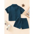 thumbnail image 4 of Musuos Little Boys Casual Shorts Set, 2Y 3Y 4Y 5Y 6Y Short Sleeve Button-down Shirt with Elastic Waist Shorts Summer Outfit, 4 of 9