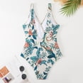 thumbnail image 4 of BERANMEY Women's Tropical Print One Piece Swimsuit with Cover up Beach Skirt Sarong Two Piece Floral Printed V Neck Tummy Control High Cut Monokini Swimsuit Bathing Suit Women's Swimwear & Clothing, 4 of 10