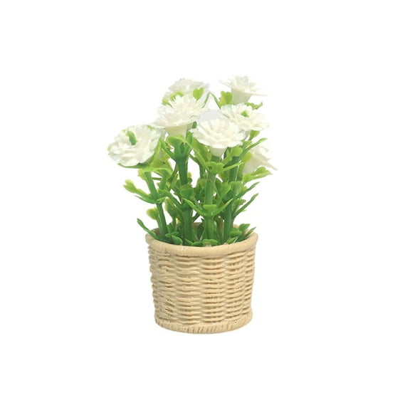 1:12 Dollhouse Miniature Daisy Mint Tree Flowers Pot Mini Green Plant Potted Plant Simulation Tree Model Home Garden Decor Toys