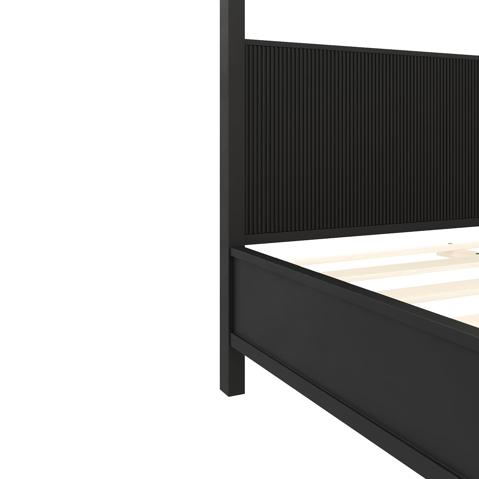 Euroco Wood Queen Size Canopy Platform Bed, Black