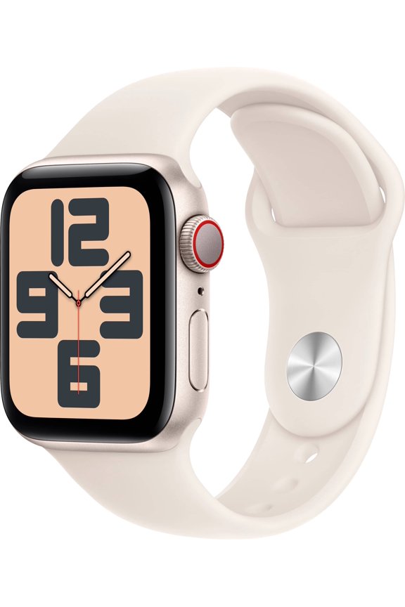 Pre-Owned Apple Watch SE (2nd Gen) [GPS + Cellular 40mm] Smartwatch with Starlight Aluminum Case and Starlight Sport Band - S/M. Fitness & Sleep Tracker, Crash Detection, Heart Rate Monitor