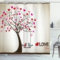 thumbnail image 1 of Ambesonne Love Shower Curtain, Heart Tree Birds on Swing, 69"Wx84"L, Multicolor, 1 of 3