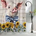 thumbnail image 2 of Cute Pig Shower Curtain Set, Waterproof Shower Curtains for Bathroom, Yellow Sunflowers Beige Wooden Vintage Art Washable Fabric Cloth Bath Curtain for Bathtub Decoration with Hooks 60x72 Inches, 2 of 9