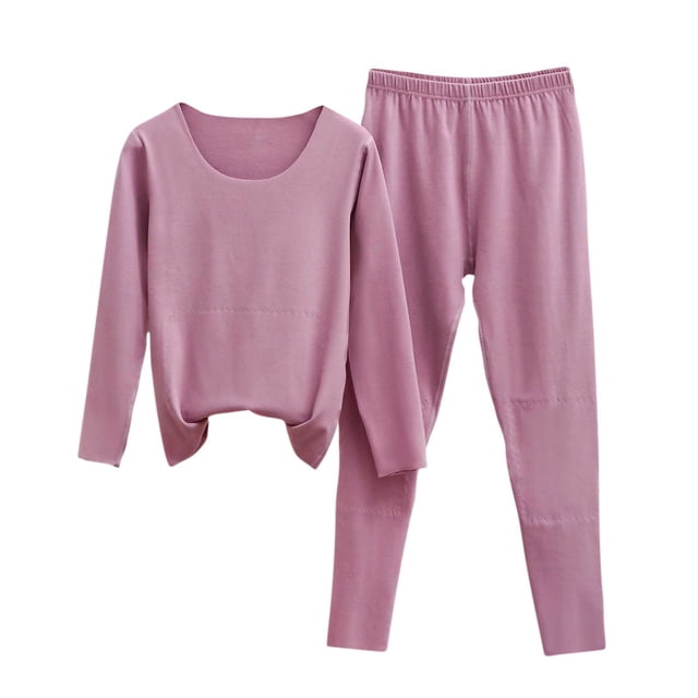 RXMEKW Pyjamas d'Été pour Femmes, Ensemble de Pyjama d'Hiver Chaud à Manches Longues et Couleur Unie pour Femmes