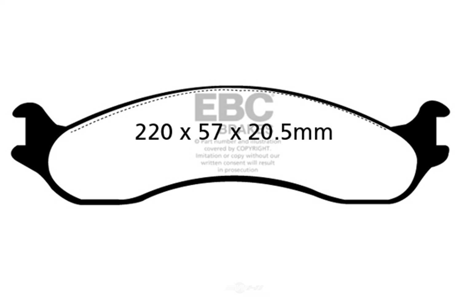 EBC Brakes Yellowstuff 4000 Series Street and Track Brake Pad Set Fits select: 1995-2000 FORD F250, 1995-1997 FORD F350