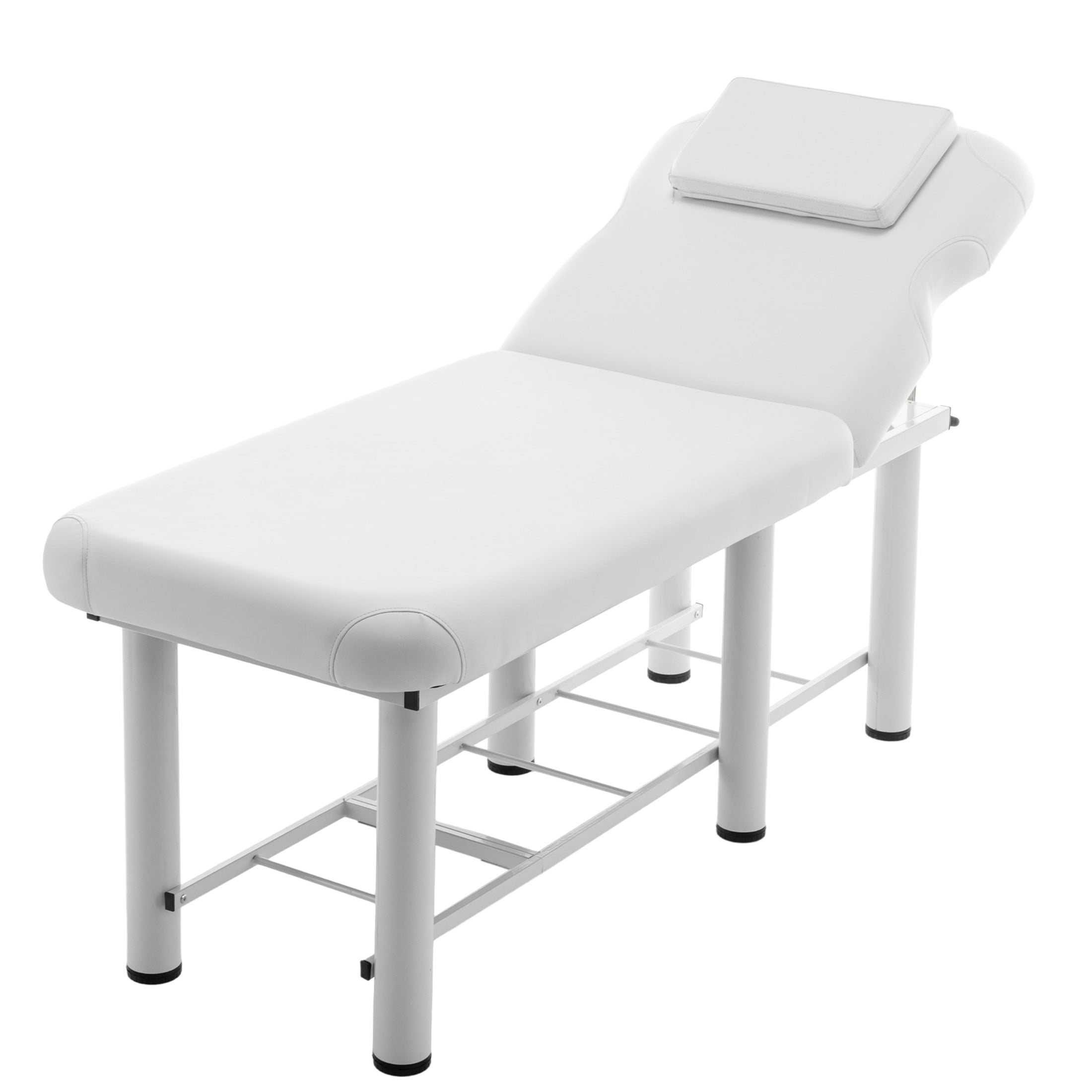 Noble House Massage Table with Adjustable Backrest, Removable Headrest, and Storage Shelf, Salon Bed, White