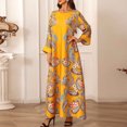 thumbnail image 4 of Long Sleeve Dress,Long Dress for Women Summer,Womens Fashion Casual Printed Long Sleeve Round-Neck Ankle Dress,Casual Summer Dress for Women,3/4 Sleeve Dress for Women, 4 of 8