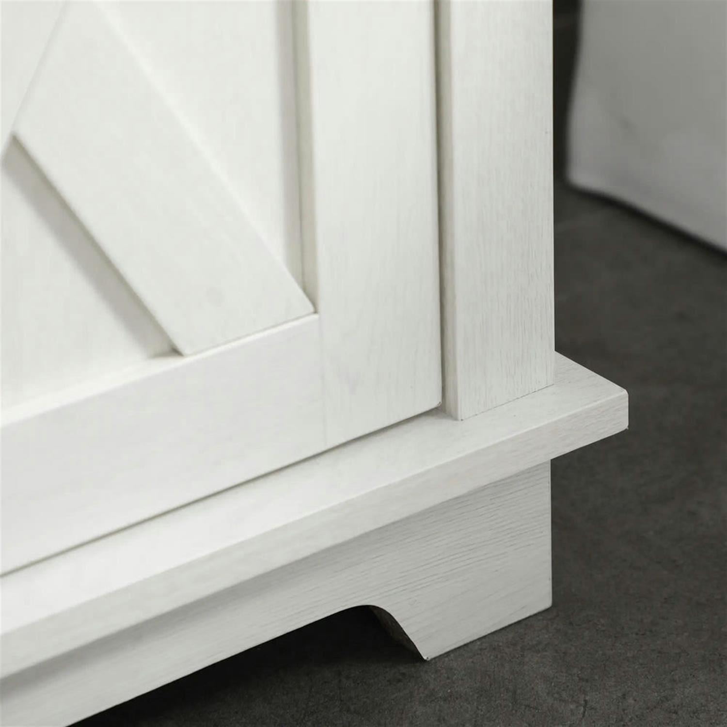 Demi Bonn 23" Modern Bathroom Vanity with U-Shape Cut-Out and Shelves, Pedestal Sink 2-Door Cabinet, Under Sink Cabinet, White