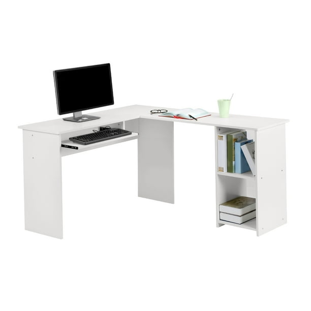 Large L Shaped Computer Desk With Mute Sliding Keyboard Tray And 2