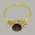 thumbnail image 5 of LBG British Made Stunning 9k Yellow Gold Natural Garnet & Diamond Womens Engagement Ring - 33 size options - Size 8.5, 5 of 6
