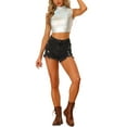 thumbnail image 2 of MODA NOVA Juniors Shiny Sleeveless Holographic Metallic Crop Top Silver XS, 2 of 6